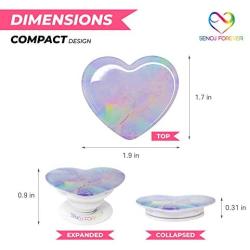 Senoj Forever: Heart Shape Phone Socket Mount Expanding Phone Holder Grip and Universal Collapsible Stand for Smartphones and Tablets - Glossy (Opal)