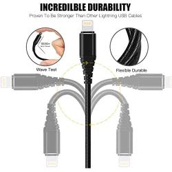 3Pack 1ft Short Charging Cable CABEPOW Close 7 inch Charger Cable/Data Sync 1 Foot Fast USB Charging Cord Compatible withX Case/8/8 Plus/7/7 Plus/6/6s /5s/5(Black)