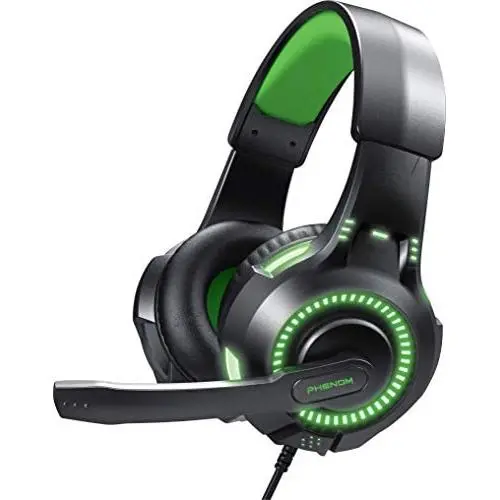 Phenom EXP09 Stereo Gaming Headset for PS4, Xbox, Tablet or Smartphone, Noise Cancelling Headphones with Boom Mic and LED Glow Lights (Green) Phenom EXP09 Stereo Gaming Headset for PS4, Xbox, Tablet or Smartphone, Noise Cancelling Headphones with Boom Mic and LED Glow Lights (Green)