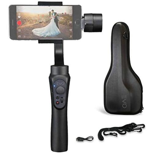 EVO Shift 3 Axis Handheld Gimbal for iPhone & Android Smartphones - Intelligent APP Controls for Auto Panoramas, Time-Lapse & Tracking + Built in Phone Charging - Includes 1 Year US Warranty | Black