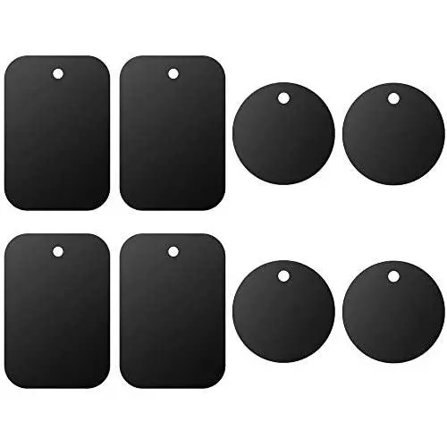 Universal Metal Plate 8 Pack for Magnetic Phone Car Mount Holder Cradle with Adhesive (Compatible with Magnetic Mounts) - 4 Rectangle and 4 Round, Black Universal Metal Plate 8 Pack for Magnetic Phone Car Mount Holder Cradle with Adhesive (Compatible with Magnetic Mounts) - 4 Rectangle and 4 Round, Black