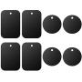 Universal Metal Plate 8 Pack for Magnetic Phone Car Mount Holder Cradle with Adhesive (Compatible with Magnetic Mounts) - 4 Rectangle and 4 Round, Black
