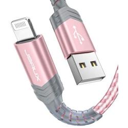 JSAUX iPhone Charger Cable 4ft, [Upgarded C89 Apple MFi Certified] Lightning Cable Nylon Braided USB Fast Charging Cord Compatible with iPhone 11 Xs Max X XR 8 7 6s 6 Plus SE 5 5s, iPad, iPod-Pink