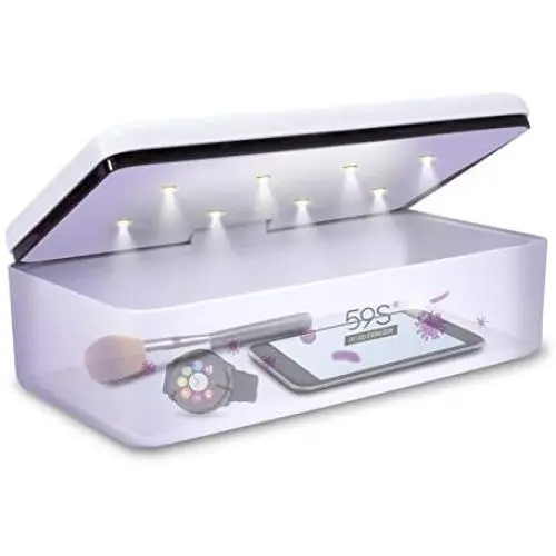 UV Light Sanitizer Box, UVC Sterilizer for Smartphone, Nail Art Make up Tools, Clinically Proven Kills 99.9% of Germs Viruses & Bacteria in 180 Seconds 8 UV-C LED 59S S2 UV Light Sanitizer Box, UVC Sterilizer for Smartphone, Nail Art Make up Tools, Clinically Proven Kills 99.9% of Germs Viruses & Bacteria in 180 Seconds 8 UV-C LED 59S S2