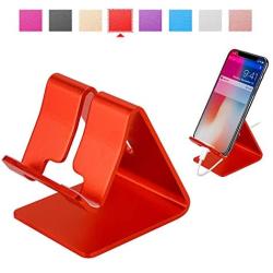 Rumfo Cell Phone Stand, Universal Portable Aluminum Desktop Charger Mount Holder Metal Charging Dock Cradle for Nintendo Switch iPhone Samsung Android Smartphones and Tablets (Red)