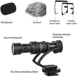 Camera Microphone Comica CVM-VM10II B Super-Cardioid Directional Condenser Video Shotgun Microphone for Canon Nikon, Sony Panasonic Olympus Fuji Cameras,Android Smartphone Mic(with Wind Muff)