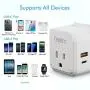 European Power Plug Adapter Travel Set by Ceptics, Safe Dual USB & USB-C - 2 USA Socket - Compact & Powerful - Use in Germany, France, Italy, UK - Includes Type E/F, Type C, Type G SWadAPt Attachments European Power Plug Adapter Travel Set by Ceptics, Safe Dual USB & USB-C - 2 USA Socket - Compact & Powerful - Use in Germany, France, Italy, UK - Includes Type E/F, Type C, Type G SWadAPt Attachments