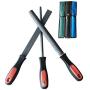 LK-World 8" Wood Rasp File Set with Rubber Grip - Includes Hand Cut Round, Half-Round, and Flat Rasp File Kit - Curved and Flat Tools(3 Pcs) The Color of Packing Bag is Random