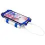Bike Combo Power Mount, Universal Bicycle Smart Phone and Power Bank Holder, Adjustable Silicone Handlebar Rack for iPhone, Samsung Galaxy, 4” to 6” Phones (Blue)