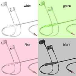 A12 Headphones Earphones Earbuds Earphones, Noise Islating, High Definition, Fits All 3.5mm InterfaceStereo for Samsung, iPhone,iPad, iPod and Mp3 Players(Black+White+Pink+Green 4pairs)