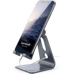 Adjustable Cell Phone Stand, Lamicall Phone Stand : [Update Version] Cradle, Dock, Holder Compatible with iPhone Xs XR 8 X 7 6 6s Plus SE 5 5s 5c Charging, Accessories Desk, Android Smartphone - Gray