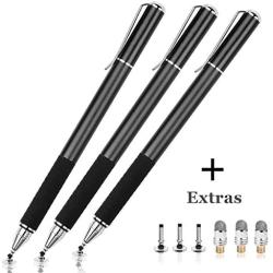 Zsdele Fine Point Pro Stylus Pen with Clear Disc for iPhone, iPad, iPad Pro, Samsung Galaxy Cellphones & Tablets and All Other Touch Screen Devices (3Pcs with Accessories)