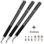 Zsdele Fine Point Pro Stylus Pen with Clear Disc for iPhone, iPad, iPad Pro, Samsung Galaxy Cellphones & Tablets and All Other Touch Screen Devices (3Pcs with Accessories)