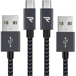 Micro USB Cable [2 Pack/3.3ft] RAMPOW Braided Nylon Cell Phone Charger - Fast Charging & Sync - Micro USB Charger 2.4A for Samsung Galaxy S5/S6/S7, HTC, LG, Sony, PS4, MP3 and more - Space Gray