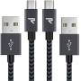 Micro USB Cable [2 Pack/3.3ft] RAMPOW Braided Nylon Cell Phone Charger - Fast Charging & Sync - Micro USB Charger 2.4A for Samsung Galaxy S5/S6/S7, HTC, LG, Sony, PS4, MP3 and more - Space Gray