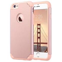 ULAK iPhone 6S Case, iPhone 6 Case, Slim Fit Dual Layer Soft Silicone & Hard Back Cover Bumper Protective Shock-Absorption & Anti-Scratch Case for Apple iPhone 6 / 6S 4.7 inch- Rose Gold