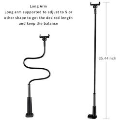 licheers Flexible Gooseneck Phone Holder, licheers Lazy Bed Holder Phone Stand for 3.5-7 Inch Devices, Overall Length 35.4In (Black)