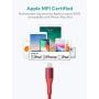 Xcentz Lightning Cable 3ft, Apple MFi Certified iPhone Charger, Braided Nylon Fast Charging iPhone Cable with Premium Metal Connector for iPhone 11/11 Pro/X/XS/XR/XS Max/8, iPad Mini/Air, Red