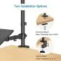 Laptop Monitor Mount Stand with Keyboard Tray, Adjustable Notebook Desk Mount with Clamp and Grommet Mounting Base for 13 to 27 Inch LCD Computer Screens Up to 22lbs, Notebook up to 15.6”, Black