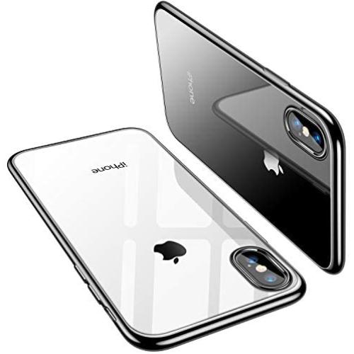 TORRAS Crystal Clear iPhone Xs Max Case, [Anti-Yellowing] Soft Silicone Shockproof TPU Slim Thin Protective Phone Cover Case for iPhone Xs Max 6.5 inch - Black