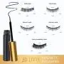 5 Pairs Reusable 5D Magnetic Lashes and Eyeliner Kit, Best Magnetic Eyeliner for Magnetic Lashes Kit, Comes With 2 Tubes of Magnetic Eyeliner-Easy to Use