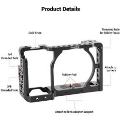 SMALLRIG Camera Cage only for Sony A6000 A6300 ILCE-6000 ILCE-6300 NEX7 with 1/4" 3/8" Mounting Points and Built-in Cold Shoe - 1661