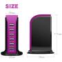 Quick Charge 3.0 USB Wall Charger 6 Ports Desktop QC 3.0 USB Hub Charging Station,Travel Charger Fast Charging Compatible with Phone, Tablets,Smartphones and More(Black +Rose Red