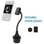 Macally Car Cup Holder Magnetic Phone Mount with for Extra Long Neck & 2 Metal Plates for iPhone 11 Max Pro Xs Max XR X 8 Plus 7 Plus 6S 6 Plus, Samsung Galaxy S10 S9 Note & Most Cell Phones
