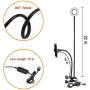 Velouer Selfie Ring Light with Cell Phone Holder Stand for Live Stream/Makeup, LED Camera Lighting [3-Light Mode] [10-Level Brightness] with Flexible Arms Compatible with iPhone 8 7 6 Plus X Android