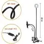 Velouer Selfie Ring Light with Cell Phone Holder Stand for Live Stream/Makeup, LED Camera Lighting [3-Light Mode] [10-Level Brightness] with Flexible Arms Compatible with iPhone 8 7 6 Plus X Android