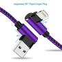 iPhone Charger Cable,3Pack 10FT Long Nylon Braided 90 Degree Lightning Gaming Cable USB Charging&Syncing Cord Compatible for iPhone Xs/Max/XR/X/8/8Plus/7/7Plus/6S/6S Plus/SE/iPad Purple