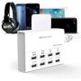 USB Charger, HITRENDS 8 Ports Charging Station 50W/10A Multi Port USB Charging Hub for Multiple Devices (5ft Cord, White)