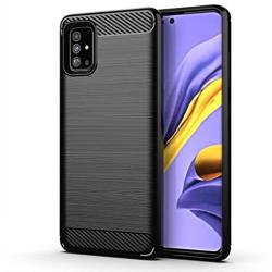 Galaxy A51 case,Samsung A51 case,MAIKEZI Soft TPU Slim Fashion Anti-Fingerprint Non-Slip Protective Phone Case Cover for Samsung Galaxy A51(Black Brushed TPU)