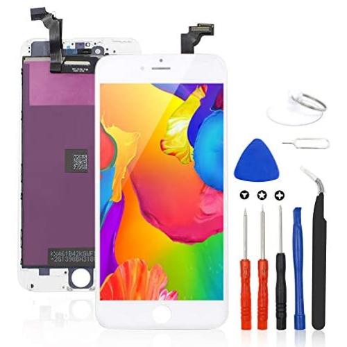 for iPhone 6 Plus Screen Replacement White, LCD Display Touch Screen and Digitizer Frame for A1522, A1524, A1593, with Full Repair Kit