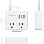TESSAN Portable 2 Outlet Small Travel Power Strip with 3 USB Ports -Desktop Charging Station 5 Foot Extension Cord- Non Surge Protection Cruise Ship Approved -White