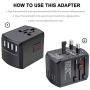 Travel Adapter, Universal Plug Adapter for Worldwide Travel, International Power Adapter, Plug Converter with 4 USB Ports, All in One Wall Charger AC Socket for European UK AUS Asia Cell Phone Laptop