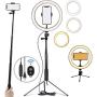 Kikunum 10.2" Selfie Ring Light Dimmable with Tripod Stand and Cell Phone Holder, Mini Led Camera Ring Light for Live