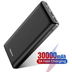 USB C Fast Battery Pack Charger, Baseus Portable Power Bank 30000mAh, 3 Output Port Charger for iPhone 11 Pro Max, Samsung S20, Android Phones, iPad, Nintendo Switch