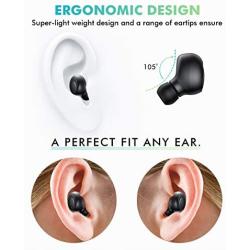 Bluetooth Earbud Single Ear Wireless Headset Mini Bluetooth Earpiece Hands-Free Car Headphone Business Earphone with Mic 6-Hour Playtime for Cell Phones for Office/Workout/Driving