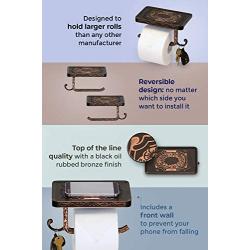 Neater Nest Reversible Toilet Paper Holder with Phone Shelf and Bathroom Hook, Vintage Decor Style (Oil Rubbed Bronze)