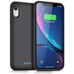 QTshine Battery Case for iPhone XR, Newest [6800mAh] Protective Portable Charging Case Rechargeable Extended Battery Pack Charger Case for Apple iPhone XR(6.1inch) Backup Power Bank Cover - Black