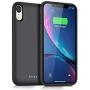 QTshine Battery Case for iPhone XR, Newest [6800mAh] Protective Portable Charging Case Rechargeable Extended Battery Pack Charger Case for Apple iPhone XR(6.1inch) Backup Power Bank Cover - Black