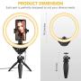 10” LED Selfie Ring Light with Tripod Stand and Phone Holder, Aureday Mini Halo Light for Live Stream/Makeup/YouTube Video/Photography, Compatible with iPhone Android