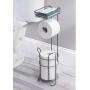 mDesign Freestanding Metal Wire Toilet Paper Roll Holder Stand and Dispenser with Storage Shelf for Cell, Mobile Phone - Bathroom Storage Organization - Holds 3 Mega Rolls - Graphite Gray