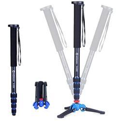 Moman Monopod Tripod with Feet for Camera DSLR Camcorder DV, Lightweight Portable Aluminum Alloy Unipod Alpenstock, Tripod Base Included, 5 Sections up to 65 inch