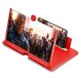M&N 12’’ Screen Magnifier for Cell Phone, Best Foldable Phone Stand with 3D Magnifier Projector Screen for Movies, Videos, and Gaming| Screen Amplifier – Compatible with All Smartphones. (Red)