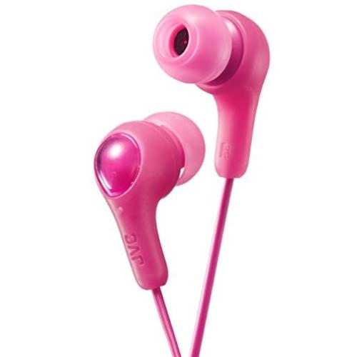 JVC HAFX7P Gumy in Ear Earbud Headphones, Powerful Sound, Comfortable and Secure Fit, Silicone Ear Pieces S/M/L, Pink
