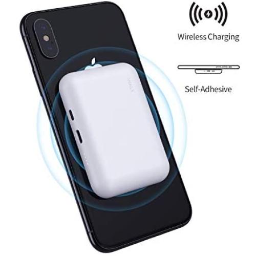 iWALK Qi Wireless Portable Charger Power Bank 3000mah by Sticking to iPhone,Compatible with iPhone Xs, XR, X,11, 8,Plus,Samsung Galaxy S10, S10+, S9, S9+, S8, S8+, Note 9, Nexus, HTC and More, White