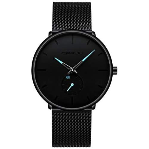 Mens Watches Ultra-Thin Minimalist Waterproof - Fashion Wrist Watch for Men Unisex Dress with Stainless Steel Mesh Band