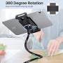 Tryone Gooseneck Tablet Stand, Tablet Mount Holder for iPad iPhone Series/Nintendo Switch/Samsung Galaxy Tabs/Amazon Kindle Fire HD and More, 30in Overall Length(Black)